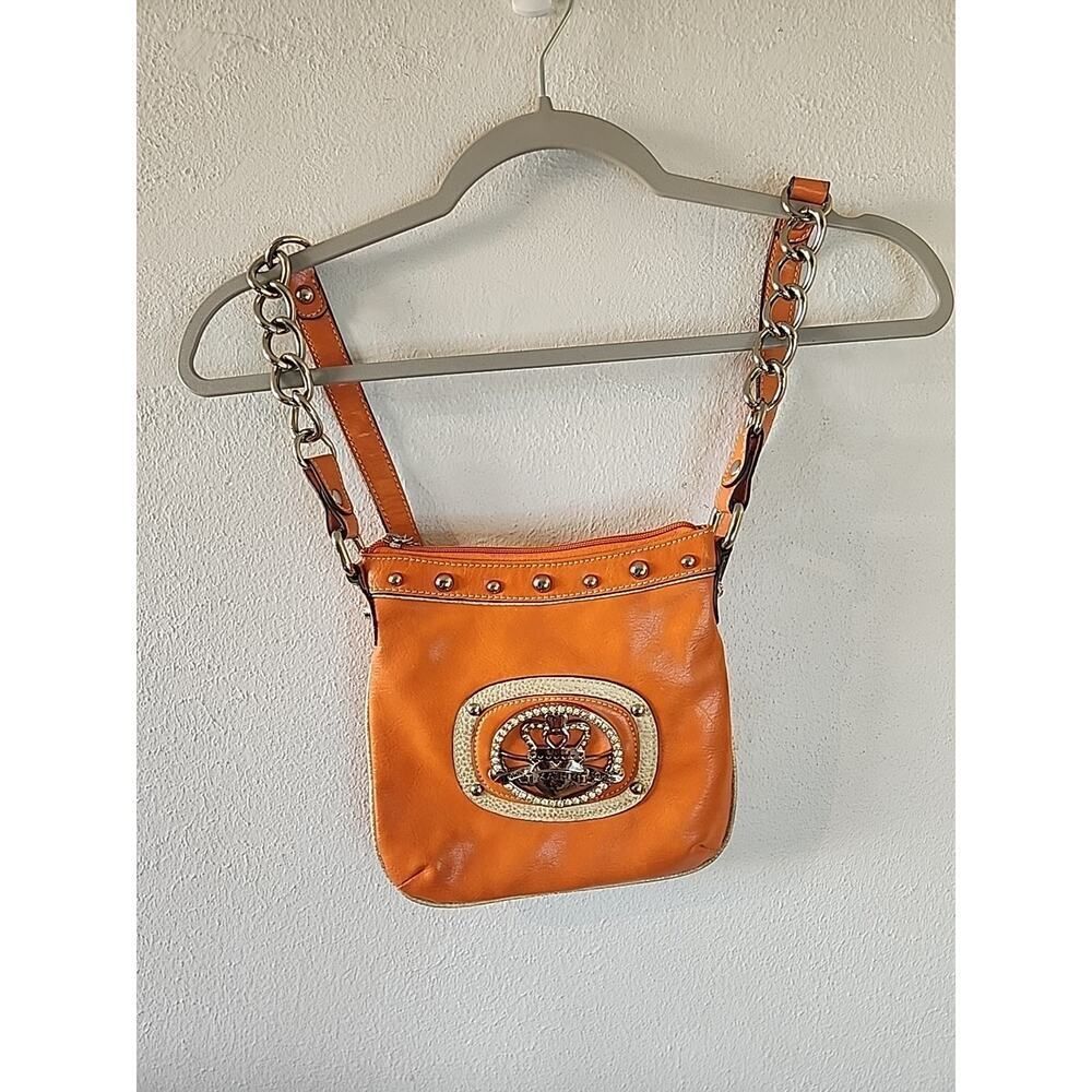 Kathy Van Zeeland Crossbody Purse Bag Y2K Style Vegan Leather Women's Orange